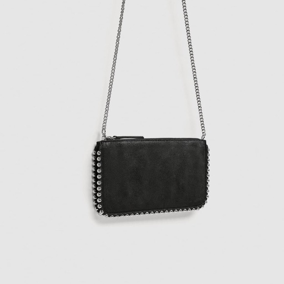 zara black studded crossbody bag